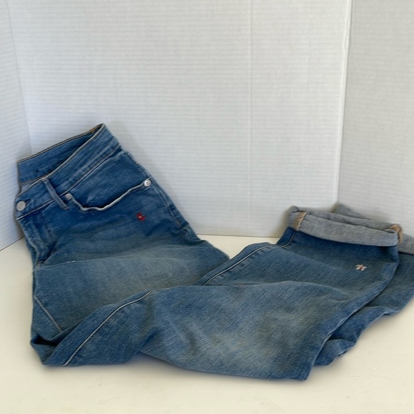 GAP DENIM Girlfriend Crop Spring Jeans Size 29 EMBROIDERED! - Picture 2 of 9